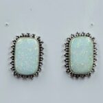White Pin Fire Aurora Opal 0.75" 925 Sterling Silver Stud Earrings (RS19-380)
