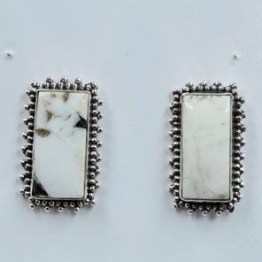 White Buffalo Turquoise 0.75" 925 Sterling Silver Stud Earrings (REXT156-129)