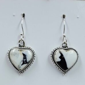 White Buffalo Turquoise 1.25" 925 Sterling Silver Earrings (REXT156-131)