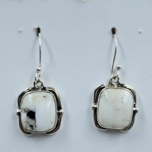 White Buffalo Turquoise 1.25" 925 Sterling Silver Earrings (REXT156-132)