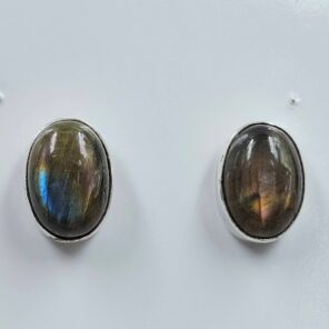 Purple Labradorite 0.6" 925 Sterling Silver Stud Earrings (REXT156-126)