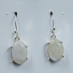 Rainbow Moonstone Cut 1.25" 925 Sterling Silver Earrings (RS19-418)