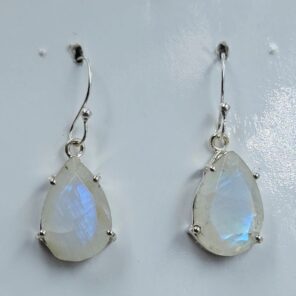 Rainbow Moonstone Cut 1.25" 925 Sterling Silver Earrings (RS19-419)