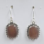 Peach Moonstone 1.25" 925 Sterling Silver Earrings (RS19-382)