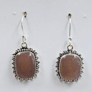 Peach Moonstone 1.25" 925 Sterling Silver Earrings (RS19-382)