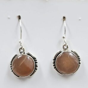 Peach Moonstone 1" 925 Sterling Silver Earrings (RS19-390)