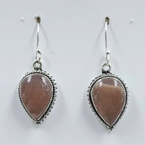 Peach Moonstone 1.25" 925 Sterling Silver Earrings (RS19-391)