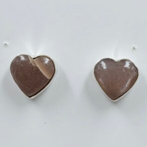 Peach Moonstone 0.5" 925 Sterling Silver Stud Earrings (RS19-396)