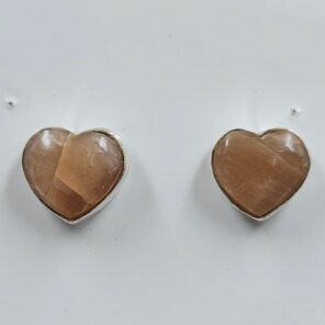 Peach Moonstone 0.5" 925 Sterling Silver Stud Earrings (RS19-398)