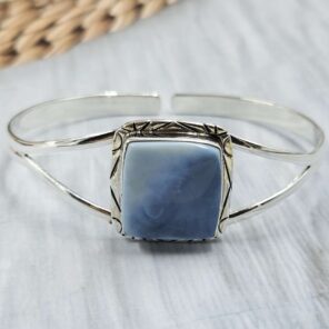 Blue opal 925 Adjustable Sterling Silver Bangle (RS7-426)
