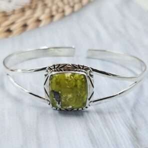 Lizardite 925 Adjustable Sterling Silver Bangle (RS7-425)