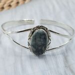 Afghanite 925 Adjustable Sterling Silver Bangle (RS7-428)