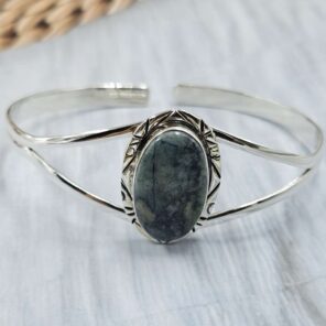 Afghanite 925 Adjustable Sterling Silver Bangle (RS7-428)