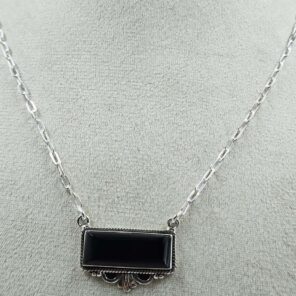 Black Onyx 925 Sterling Silver Necklace (REXT129-11)