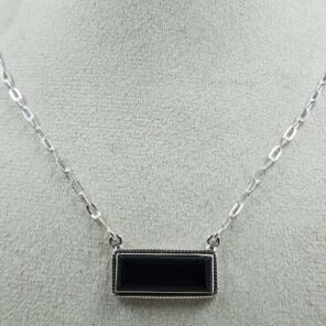 Black Onyx 925 Sterling Silver Necklace (REXT129-9)