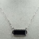 Black Onyx 925 Sterling Silver Necklace (REXT129-10)