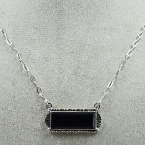 Black Onyx 925 Sterling Silver Necklace (REXT129-10)