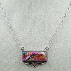 Pink Dahlia Turquoise 925 Sterling Silver Necklace (REXT129-14)