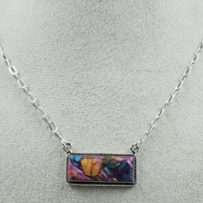 Pink Dahlia Turquoise 925 Sterling Silver Necklace (REXT129-15)