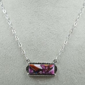 Pink Dahlia Turquoise 925 Sterling Silver Necklace (REXT129-13)