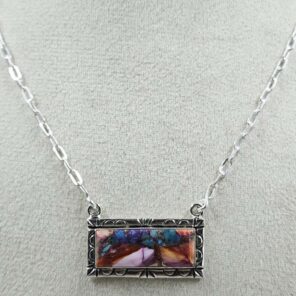 Pink Dahlia Turquoise 925 Sterling Silver Necklace (REXT129-16)