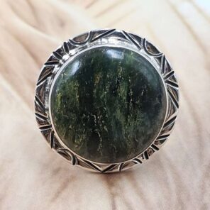 Green Opal Size US 7 925 Sterling Silver Ring (REXT29-509)