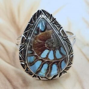 Ammolite Turquoise Doublet Size US 11 925 Sterling Silver Ring (REXT29-521)