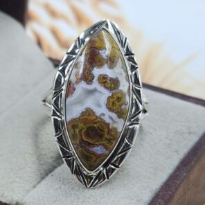 Kerrouchen Seam Agate Size US 9 925 Sterling Silver Ring (REXT29-497)