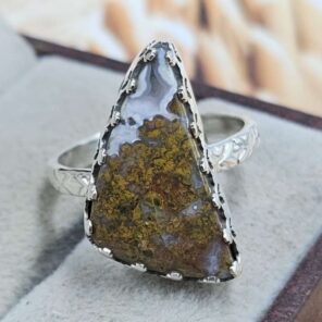 Kerrouchen Seam Agate Size US 7 925 Sterling Silver Ring (REXT29-496)