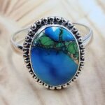 Peacock Dahlia Turquoise Size US 11 925 Sterling Silver Ring (REXT162-49)