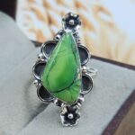 Peacock Dahlia Turquoise Size US 8 925 Sterling Silver Ring (REXT162-43)
