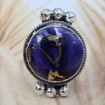 Purple Rose Dahlia Turquoise Size US 7 925 Sterling Silver Ring (REXT162-56)