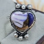 Purple Rose Dahlia Turquoise Size US 10 925 Sterling Silver Ring (REXT162-70)