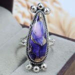 Purple Rose Dahlia Turquoise Size US 9 925 Sterling Silver Ring (REXT162-68)
