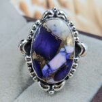 Purple Rose Dahlia Turquoise Size US 6 925 Sterling Silver Ring (REXT162-54)