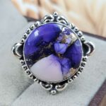 Purple Rose Dahlia Turquoise Size US 7 925 Sterling Silver Ring (REXT162-55)