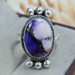 Purple Rose Dahlia Turquoise Size US 8 925 Sterling Silver Ring (REXT162-63)