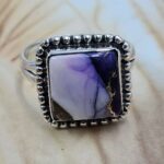 Purple Rose Dahlia Turquoise Size US 7 925 Sterling Silver Ring (REXT162-62)