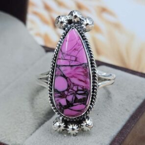 Cherry Blossom Turquoise Size US 11 925 Sterling Silver Ring (REXT162-93)