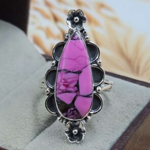 Cherry Blossom Turquoise Size US 10 925 Sterling Silver Ring (REXT162-75)