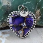 Purple Rose Dahlia Turquoise 925 Sterling Silver Pendant (REXT162-103)