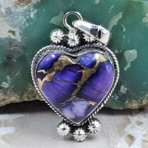 Purple Rose Dahlia Turquoise 925 Sterling Silver Pendant (REXT162-102)