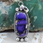 Purple Rose Dahlia Turquoise 925 Sterling Silver Pendant (REXT162-108)