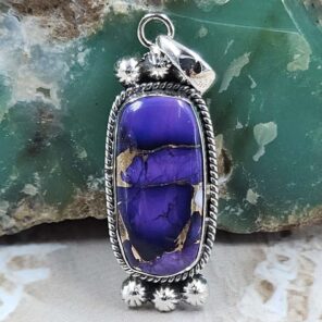 Purple Rose Dahlia Turquoise 925 Sterling Silver Pendant (REXT162-108)