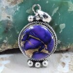 Purple Rose Dahlia Turquoise 925 Sterling Silver Pendant (REXT162-104)