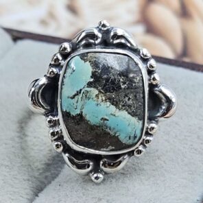 Black Jack Turquoise Size US 6 925 Sterling Silver Ring (RS67-240)