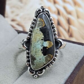 Black Jack Turquoise Size US 11 925 Sterling Silver Ring (RS67-250)