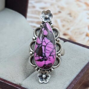 Cherry Blossom Turquoise Size US 6 925 Sterling Matt Finish Ring (RS45-15)