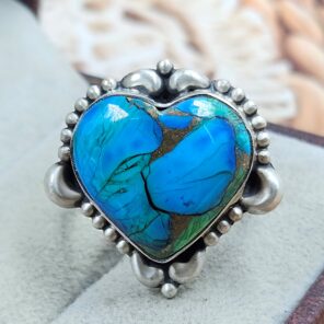 Peacock Dahlia Turquoise Size US 8 925 Sterling Matt Finish Ring (RS45-33)