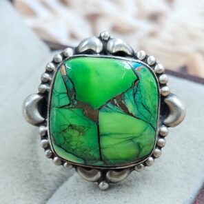 Peacock Dahlia Turquoise Size US 7 925 Sterling Matt Finish Ring (RS45-34)